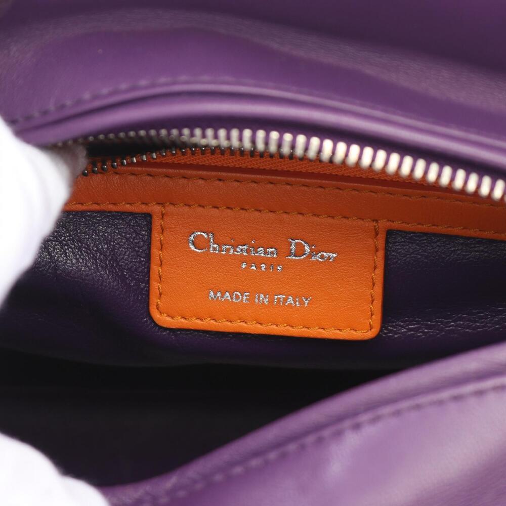 Dior Lady Cannage Leather Handbag Pink Purple Orange - Picture 4 of 7